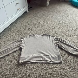 So Ribbed Beige Lightweight Sweater